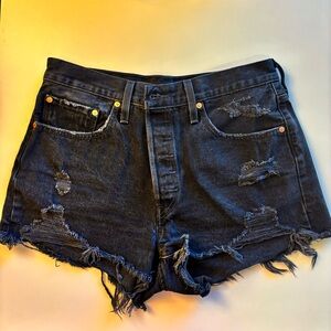 501 Cutoff Black Denim Shorts | Levi’s
